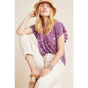 Anthropologie T.La Wayfaring Tee Purple Zebra Size XS NWT